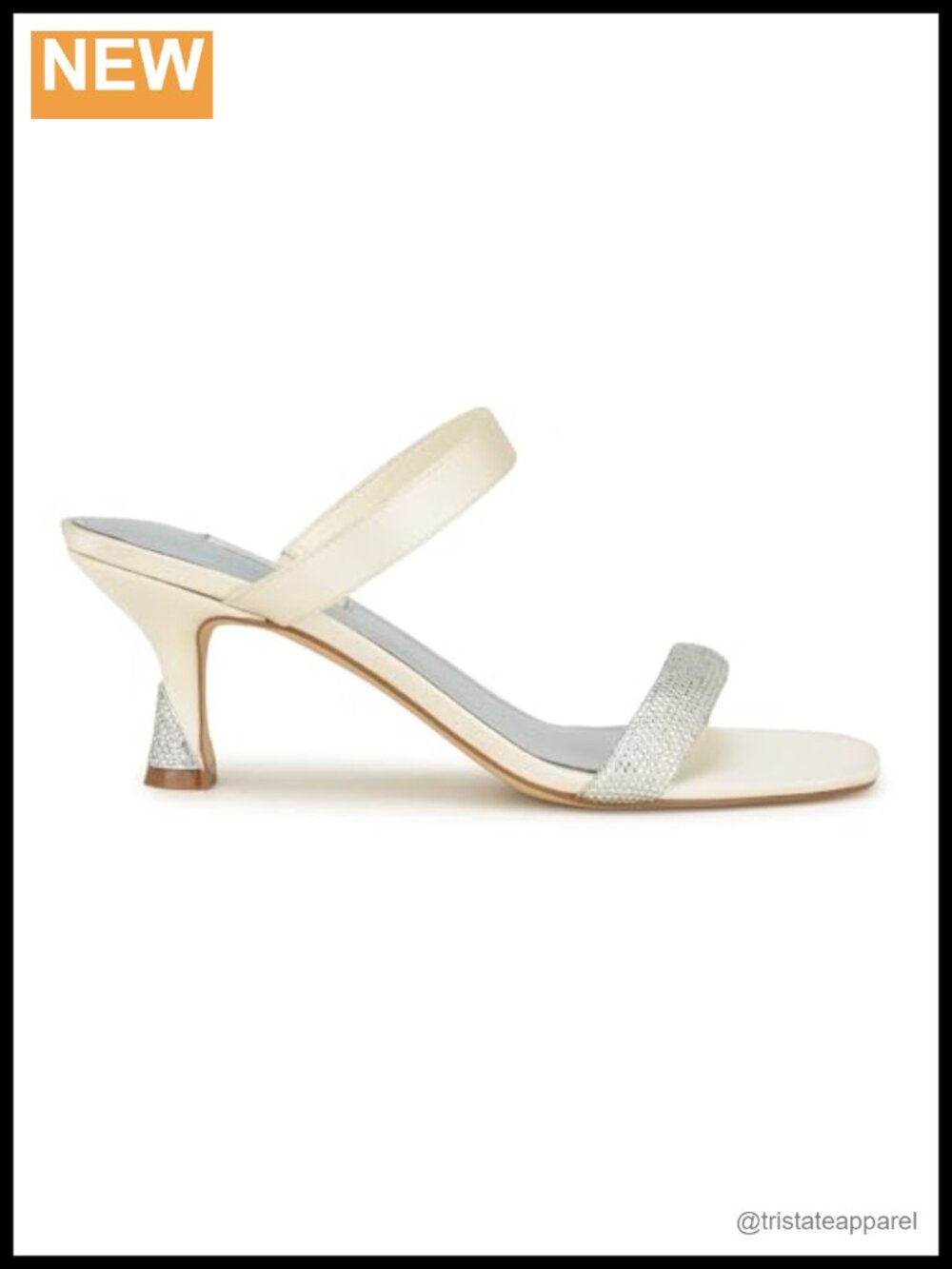 Nine West Shimme Embellished Square Toe Slingback Heeled Dress Sandal